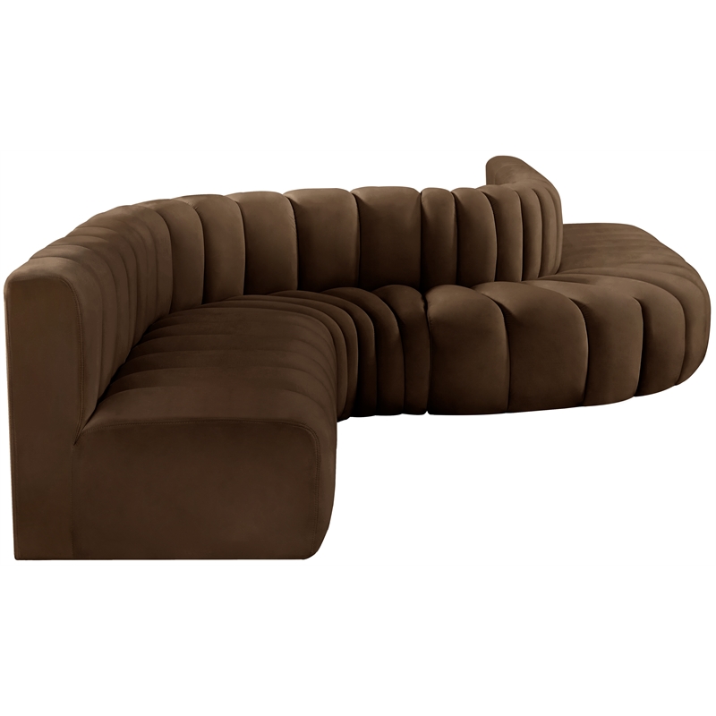 Meridian Furniture Arc Brown Velvet Modular Sectional