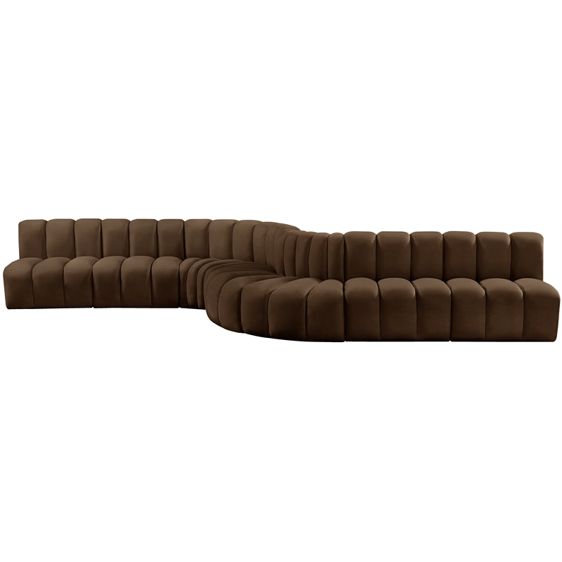Meridian Furniture Arc Brown Velvet Modular Sectional