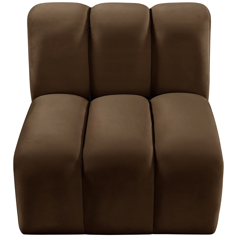 Meridian Furniture Arc Brown Velvet Straight Chair