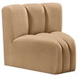 Meridian Furniture Arc Camel Velvet Curved Corner