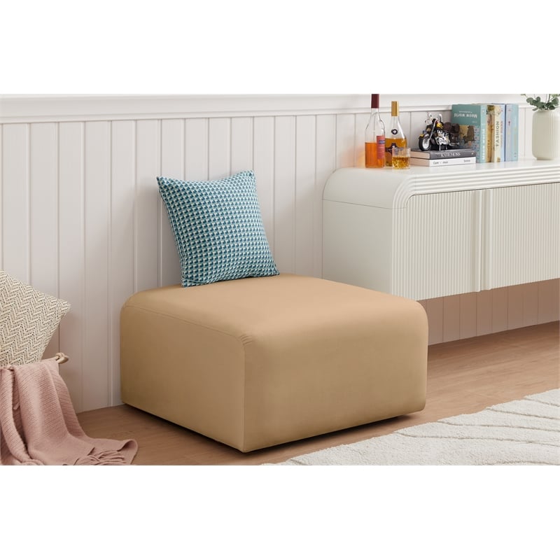 Meridian Furniture Arc Camel Velvet Ottoman