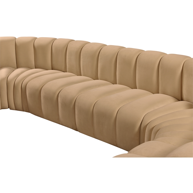 Meridian Furniture Arc Camel Velvet Modular Sectional