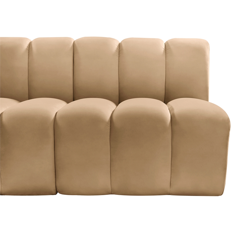 Meridian Furniture Arc Camel Velvet Modular Sectional