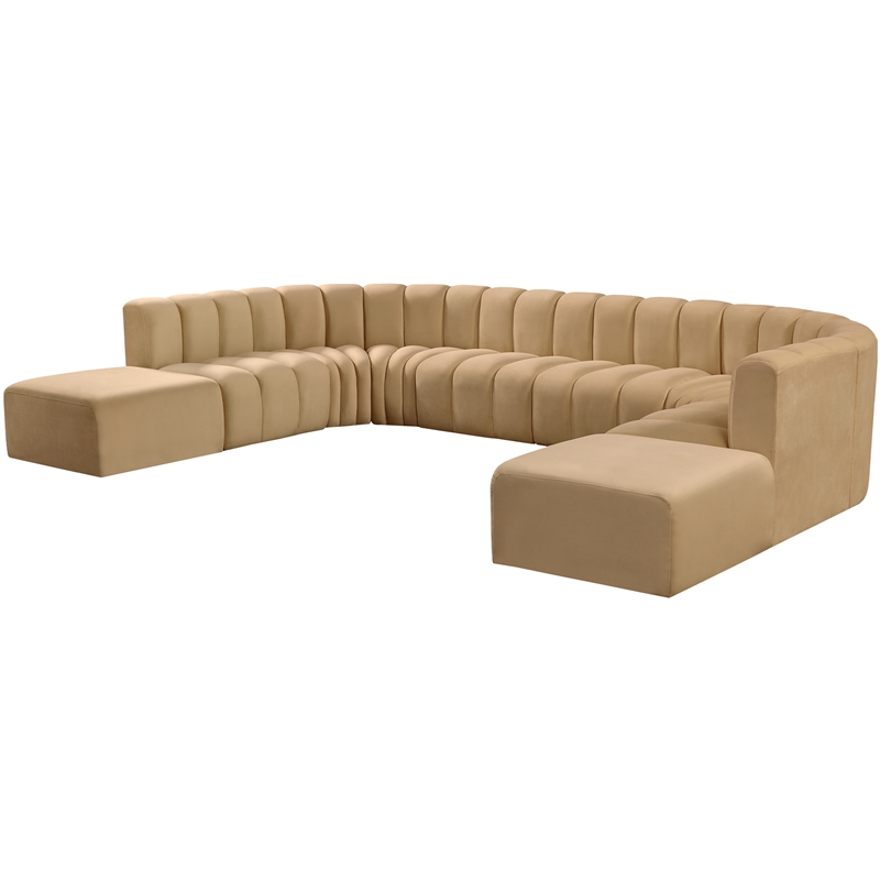 Meridian Furniture Arc Camel Velvet Modular Sectional