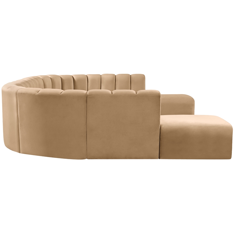 Meridian Furniture Arc Camel Velvet Modular Sectional
