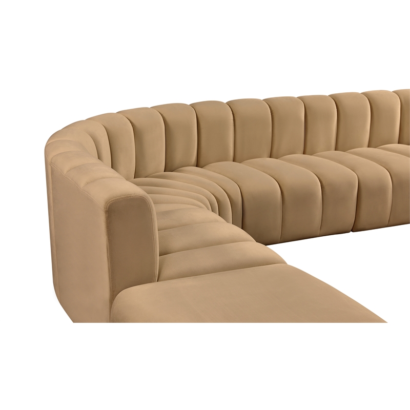 Meridian Furniture Arc Camel Velvet Modular Sectional