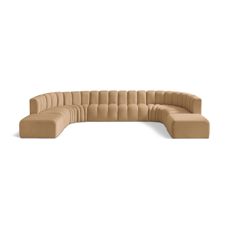 Meridian Furniture Arc Camel Velvet Modular Sectional