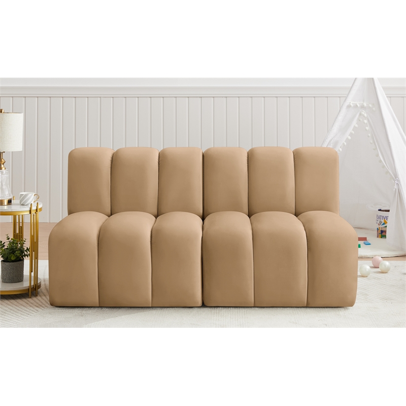 Meridian Furniture Arc Camel Velvet Modular Sectional