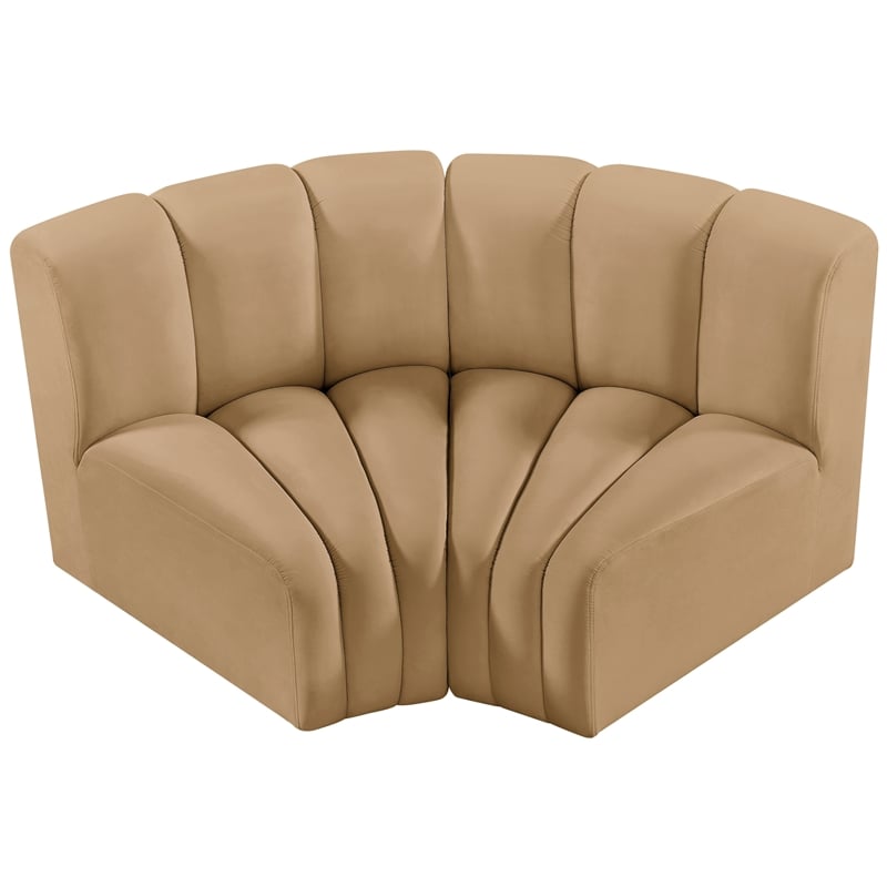 Meridian Furniture Arc Camel Velvet Modular Sectional