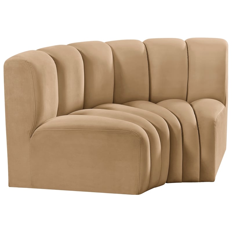 Meridian Furniture Arc Camel Velvet Modular Sectional