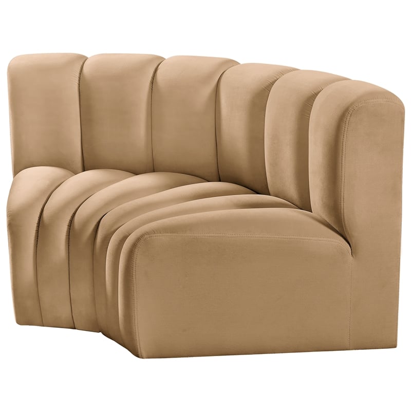 Meridian Furniture Arc Camel Velvet Modular Sectional