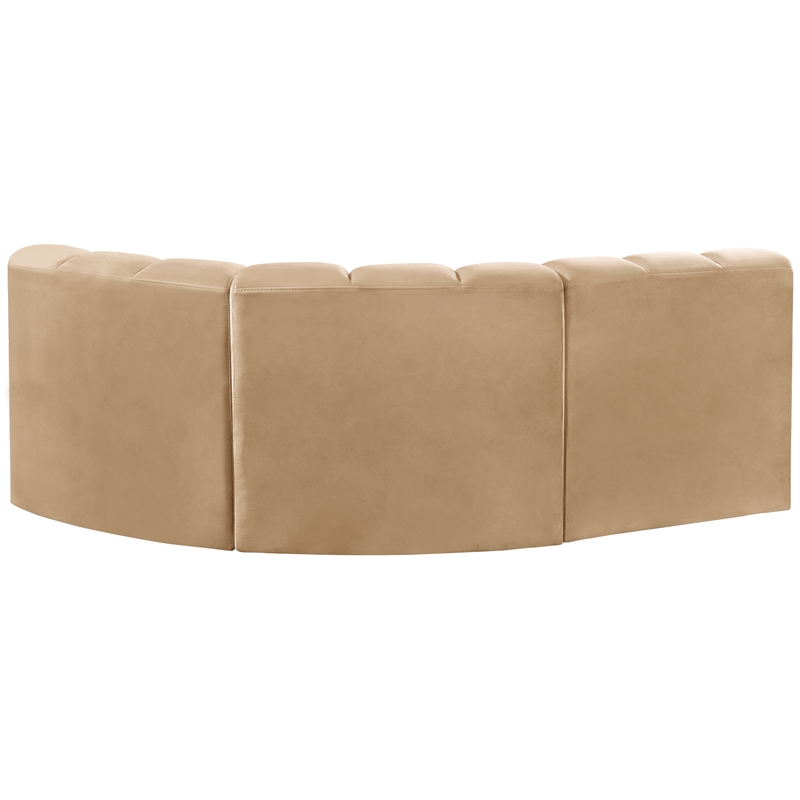 Meridian Furniture Arc Camel Velvet Modular Sectional