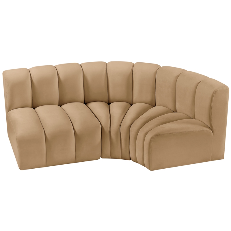 Meridian Furniture Arc Camel Velvet Modular Sectional