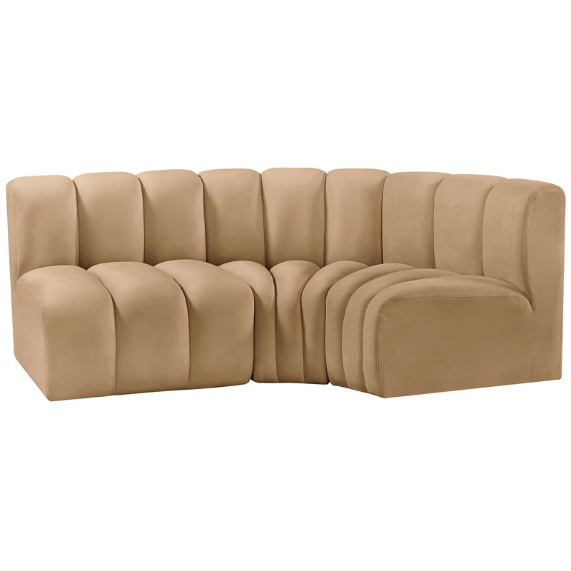 Meridian Furniture Arc Camel Velvet Modular Sectional