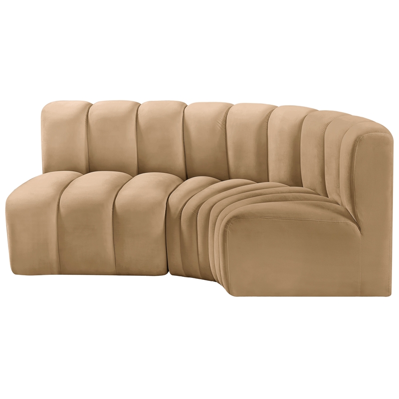 Meridian Furniture Arc Camel Velvet Modular Sectional