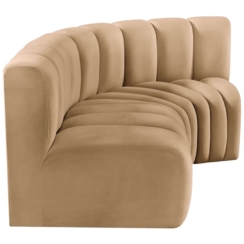 Meridian Furniture Arc Camel Velvet Modular Sectional