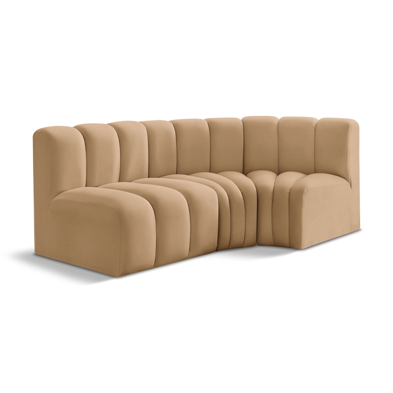 Meridian Furniture Arc Camel Velvet Modular Sectional