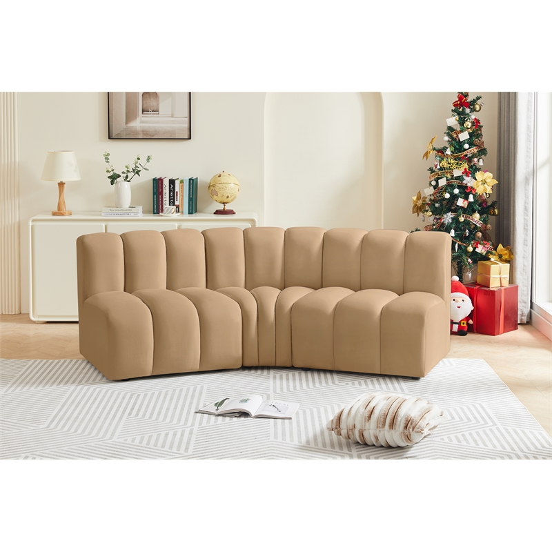 Meridian Furniture Arc Camel Velvet Modular Sectional