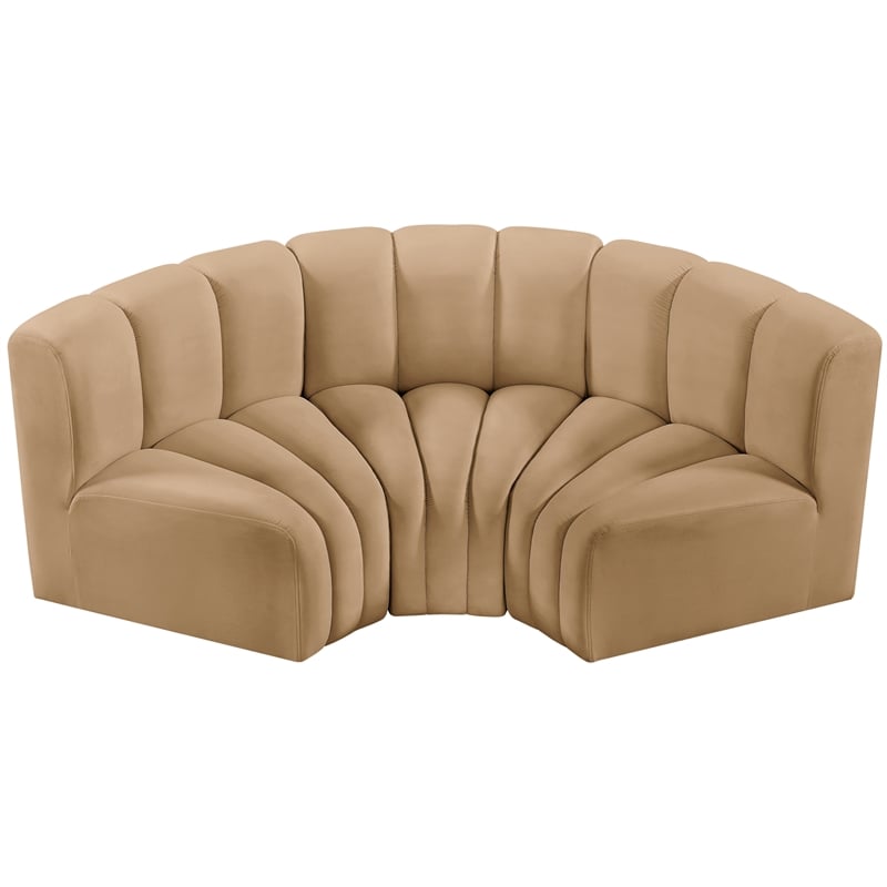 Meridian Furniture Arc Camel Velvet Modular Sectional