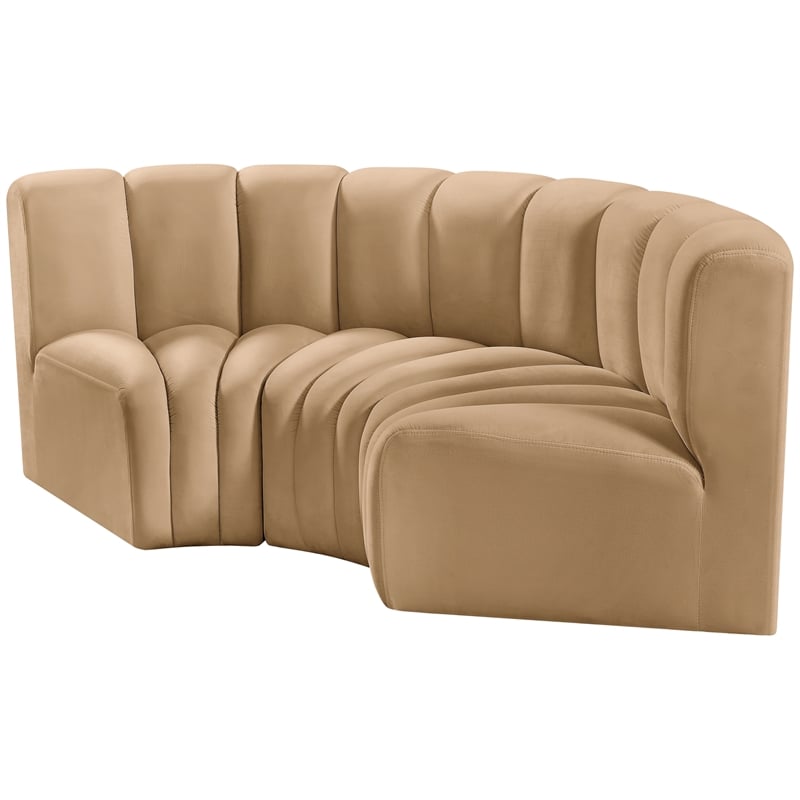 Meridian Furniture Arc Camel Velvet Modular Sectional