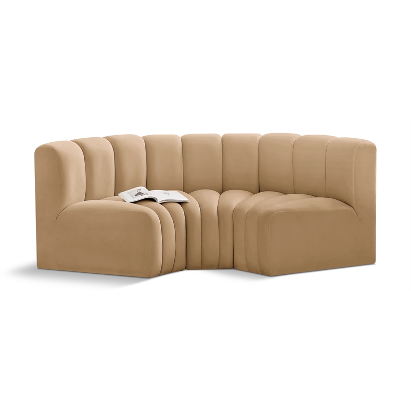 Meridian Furniture Arc Camel Velvet Modular Sectional