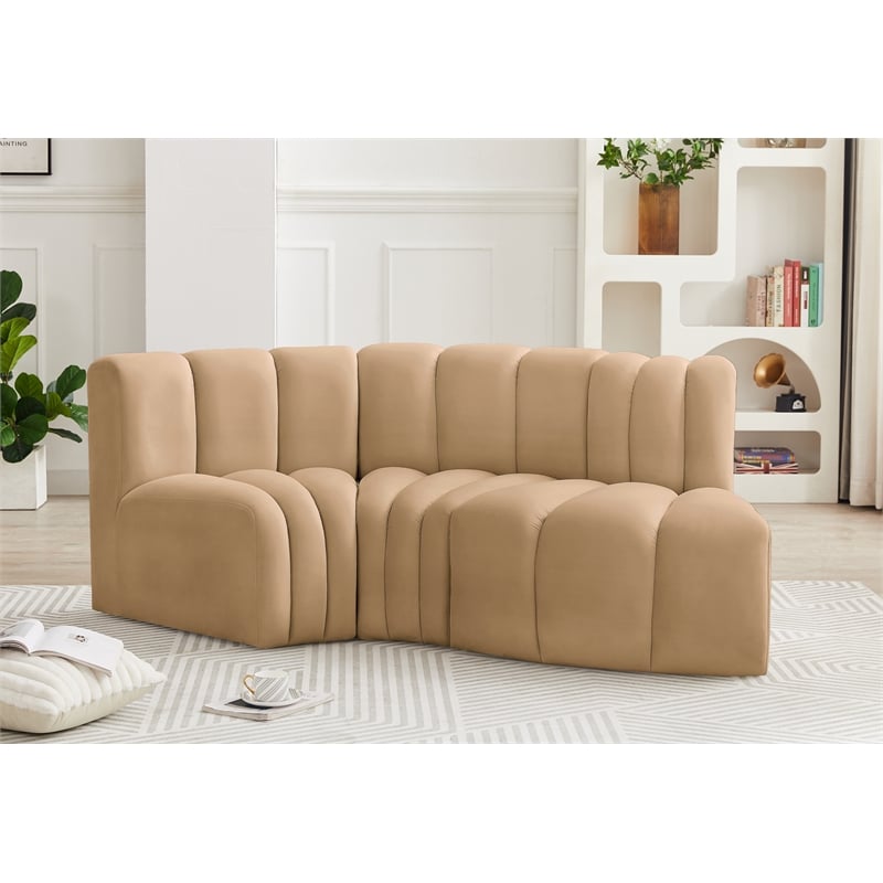 Meridian Furniture Arc Camel Velvet Modular Sectional