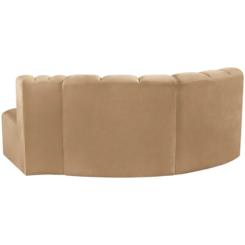 Meridian Furniture Arc Camel Velvet Modular Sectional