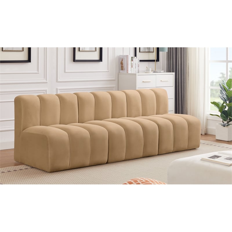 Meridian Furniture Arc Camel Velvet Modular Sectional