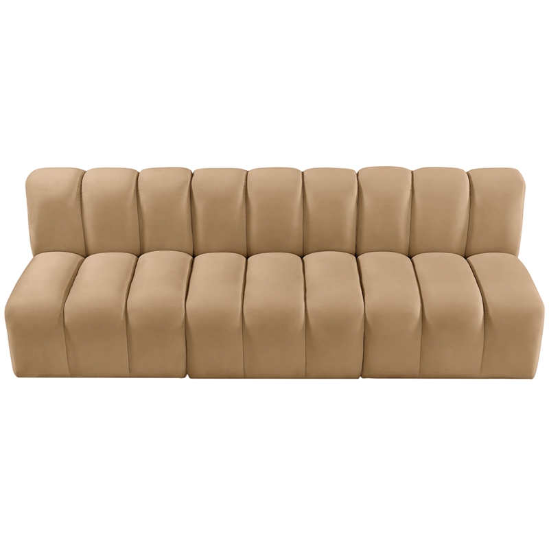 Meridian Furniture Arc Camel Velvet Modular Sectional