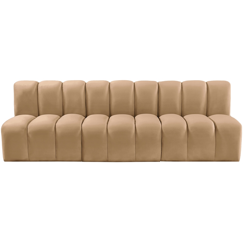 Meridian Furniture Arc Camel Velvet Modular Sectional
