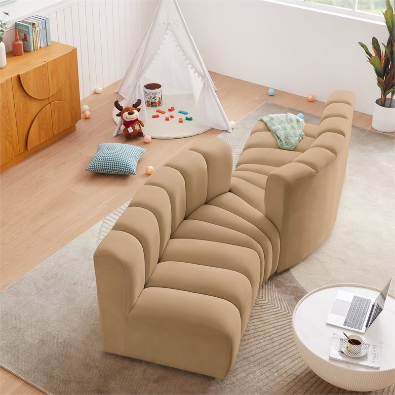 Meridian Furniture Arc Camel Velvet Modular Sectional