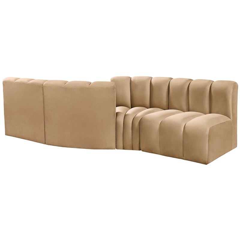 Meridian Furniture Arc Camel Velvet Modular Sectional