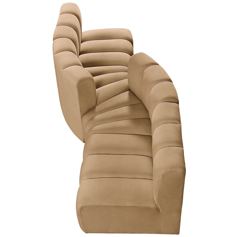 Meridian Furniture Arc Camel Velvet Modular Sectional
