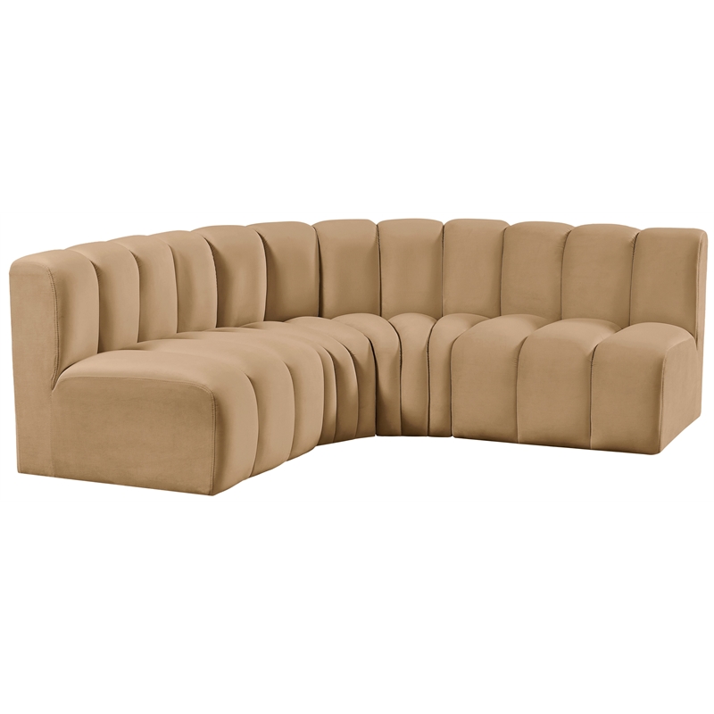 Meridian Furniture Arc Camel Velvet Modular Sectional
