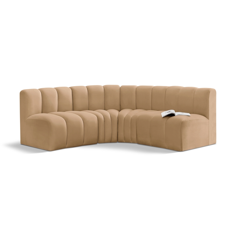 Meridian Furniture Arc Camel Velvet Modular Sectional