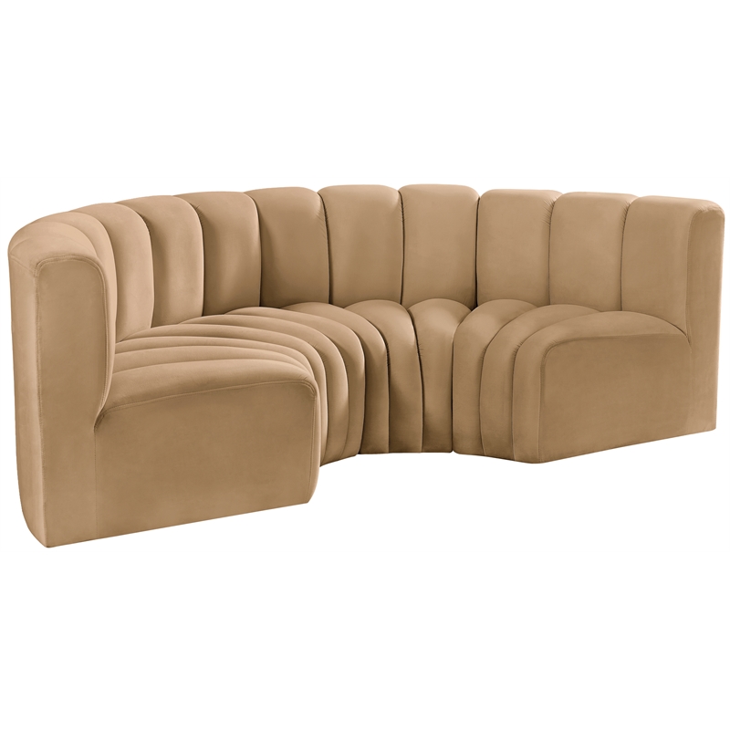 Meridian Furniture Arc Camel Velvet Modular Sectional