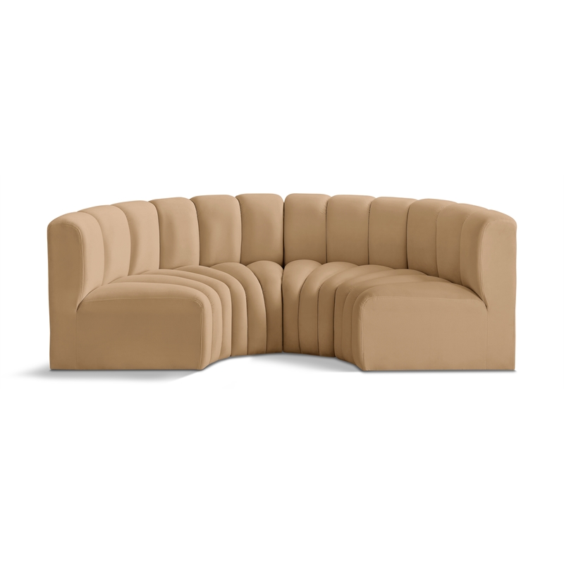 Meridian Furniture Arc Camel Velvet Modular Sectional