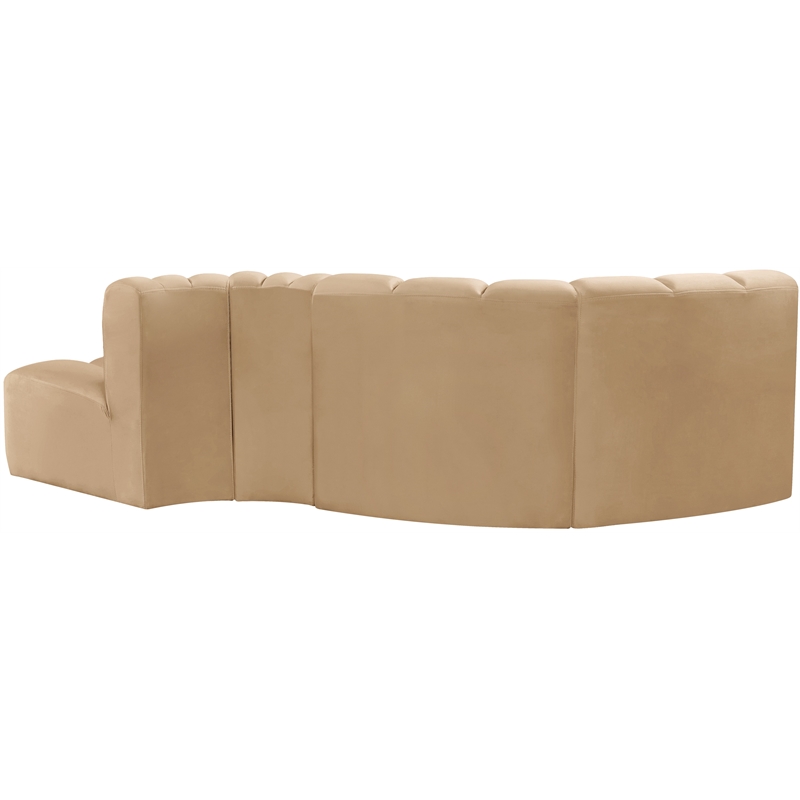 Meridian Furniture Arc Camel Velvet Modular Sectional