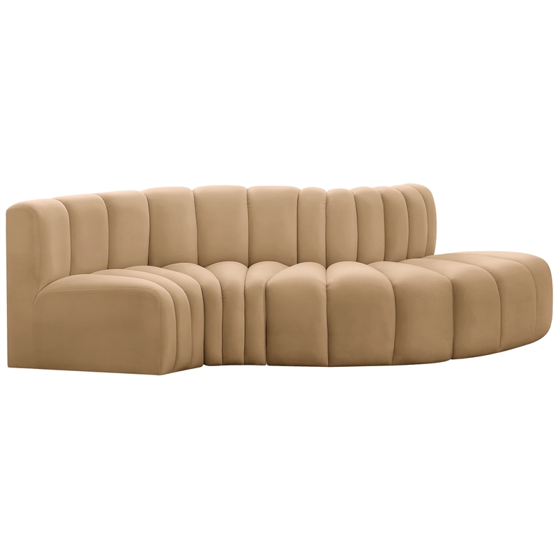 Meridian Furniture Arc Camel Velvet Modular Sectional