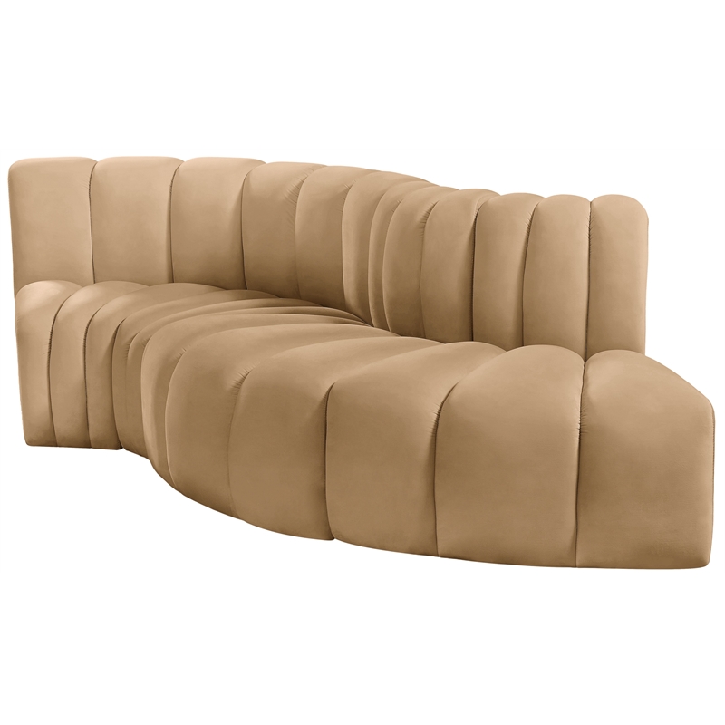 Meridian Furniture Arc Camel Velvet Modular Sectional