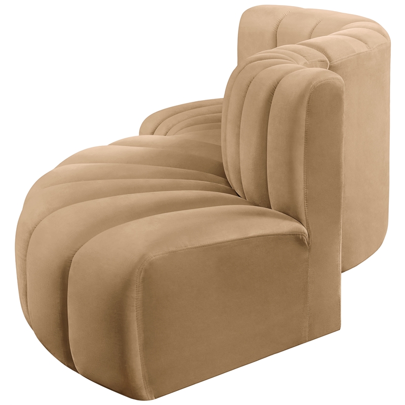 Meridian Furniture Arc Camel Velvet Modular Sectional