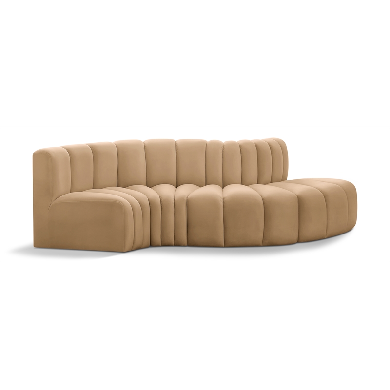 Meridian Furniture Arc Camel Velvet Modular Sectional