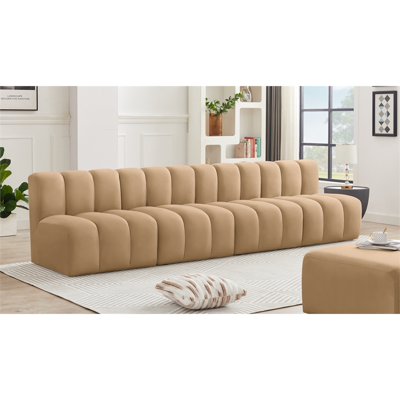 Meridian Furniture Arc Camel Velvet Modular Sectional