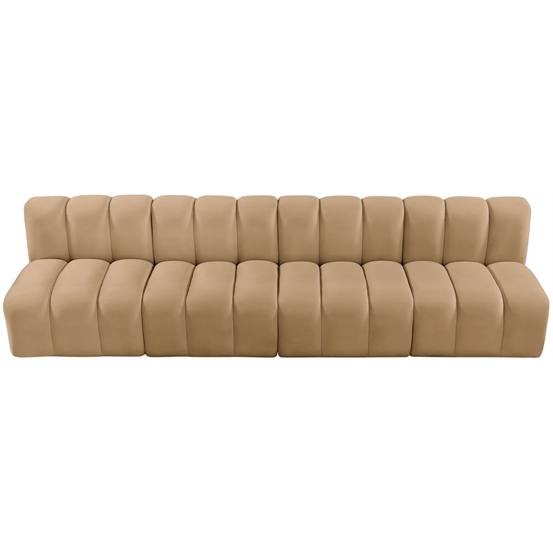 Meridian Furniture Arc Camel Velvet Modular Sectional