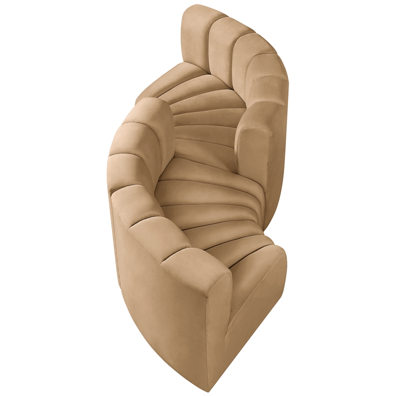 Meridian Furniture Arc Camel Velvet Modular Sectional