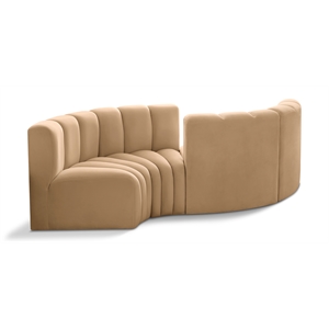 Meridian Furniture Arc Camel Velvet Modular Sectional