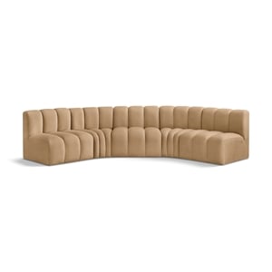 Meridian Furniture Arc Camel Velvet Modular Sectional