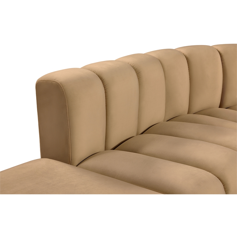 Meridian Furniture Arc Camel Velvet Modular Sectional