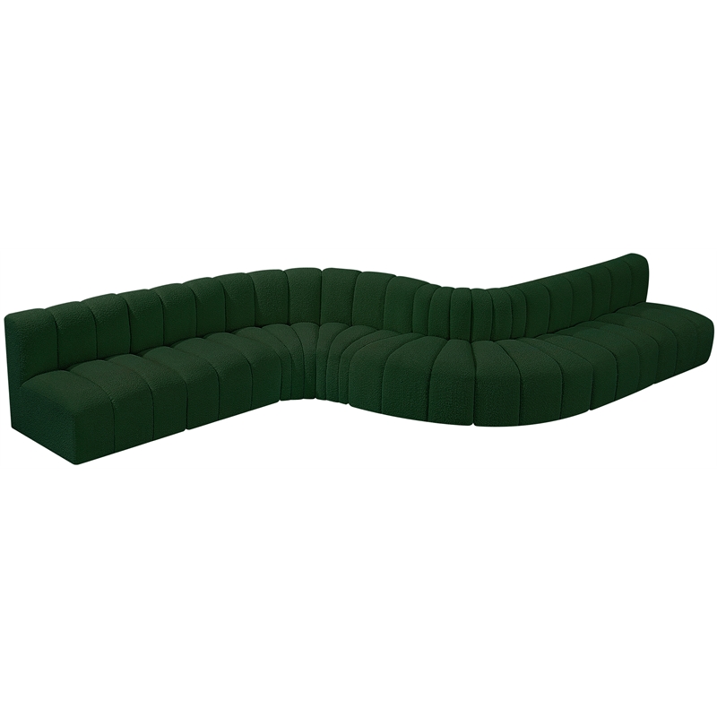 Meridian Furniture Arc Green Boucle Fabric Modular Sectional