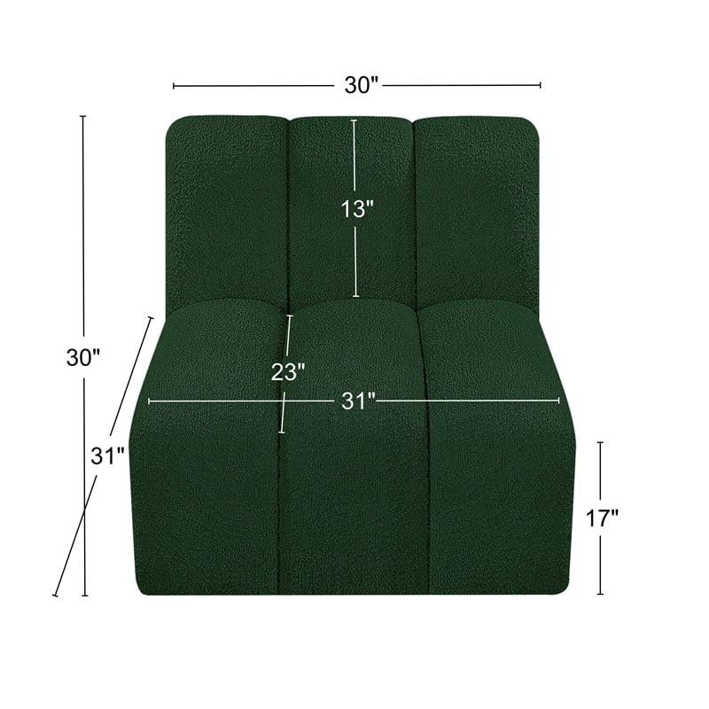 Meridian Furniture Arc Green Boucle Fabric Straight Chair